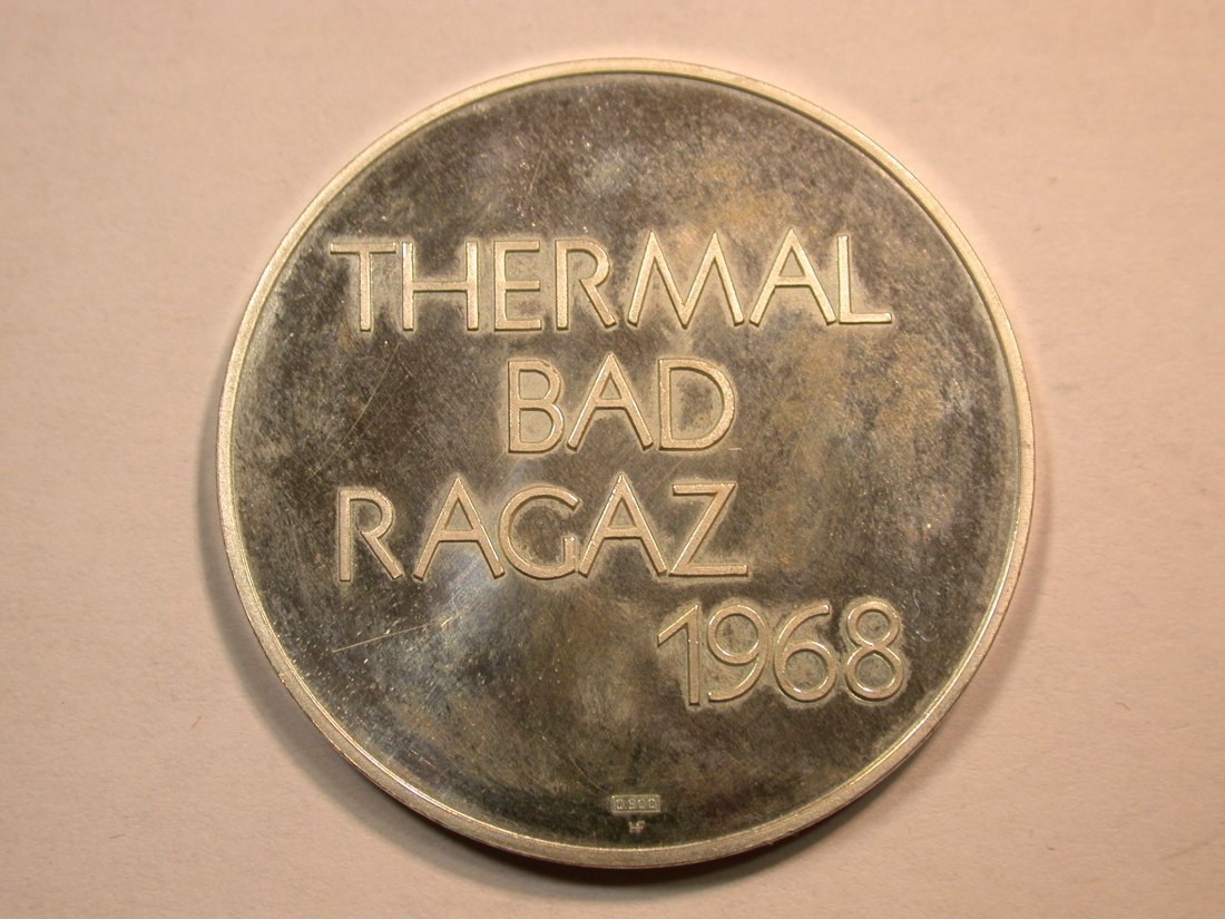  C09 Schweiz Silber Medaille Thermal Bad Ragaz 1968 in PP angelaufen 33mm 15 Gramm 900  Orginalbilder   