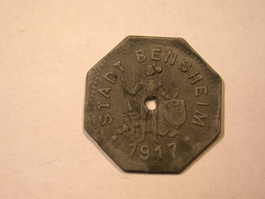 C09 Notgeld Bensheim 5 Pfennig 1917 in f.vz Orginalbilder