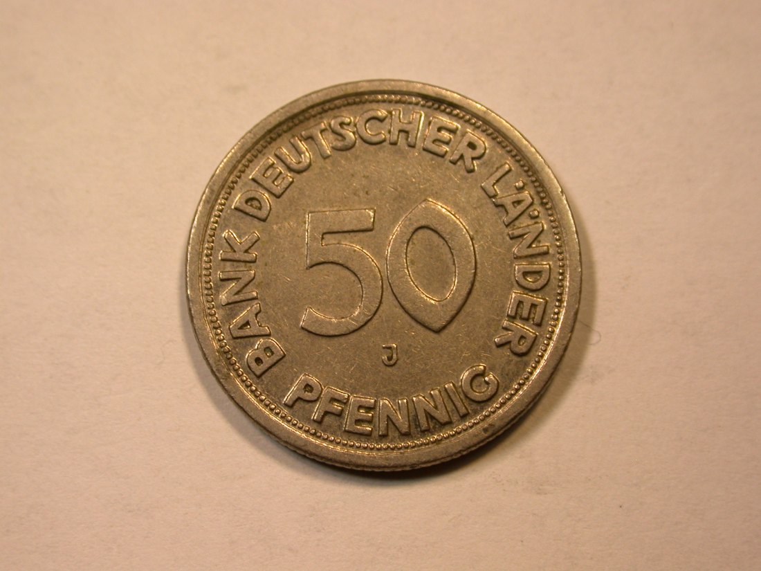 C09 BRD 50 Pfennig BDL 1949 J in ss/ss+ Orginalbilder