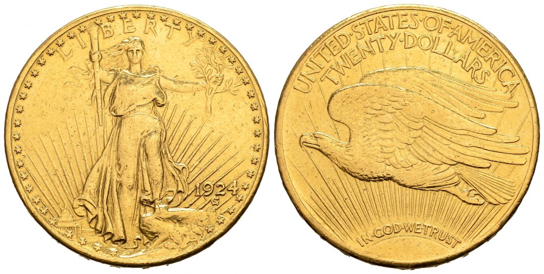 PEUS 1414 USA 30,1 g Feingold 20 Dollars GOLD 1924 Sehr schön
