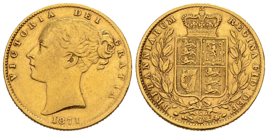 PEUS 1415 Grossbritannien / Australien 7,32 g Feingold. Victoria (1837 - 1901) Sovereign GOLD 1871 S Sydney Sehr schön