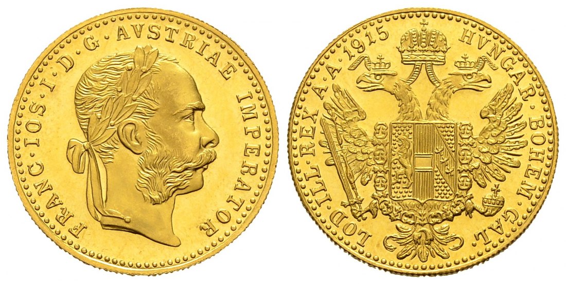 PEUS 1425 Österreich 3,44 g Feingold. Franz Joseph I. (1848 - 1916) 1 Dukat (off.NP) GOLD 1915 Stempelglanz