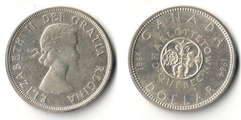  Kanada  1 Dollar  1964   Charlottetown   FM-Frankfurt  Feinsilber: 18,66g   