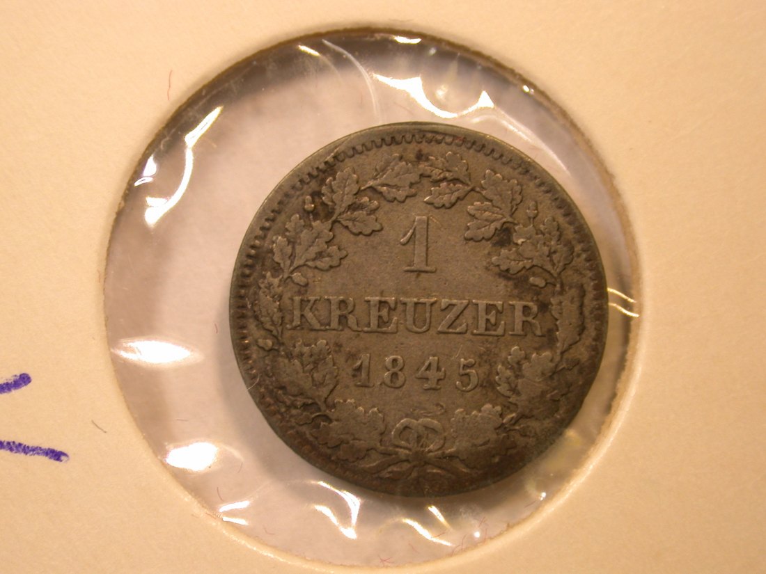 C10 Bayern 1 Kreuzer 1845 in ss Orginalbilder