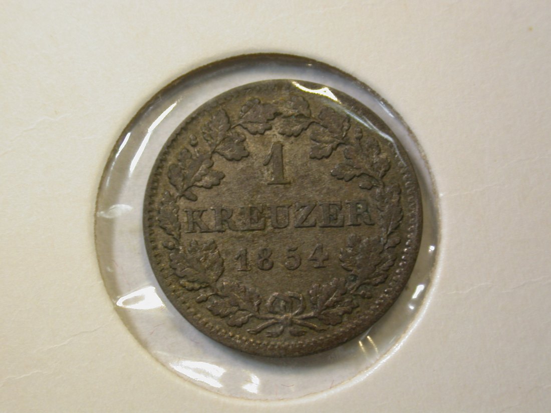  C10  Bayern  1 Kreuzer 1854 in vz+/vz-st  Orginalbilder   