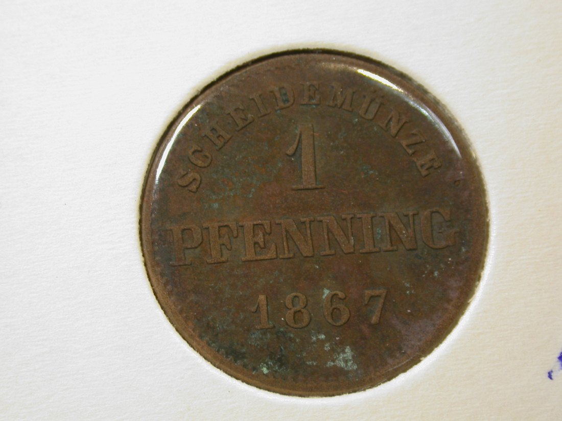 C10 Bayern 1 Pfennig 1867 in f.ss/ss+ R Orginalbilder