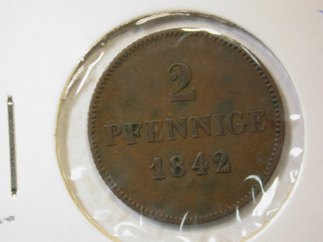 C10 Bayern 2 Pfennig 1842 in ss/ss+ R Orginalbilder