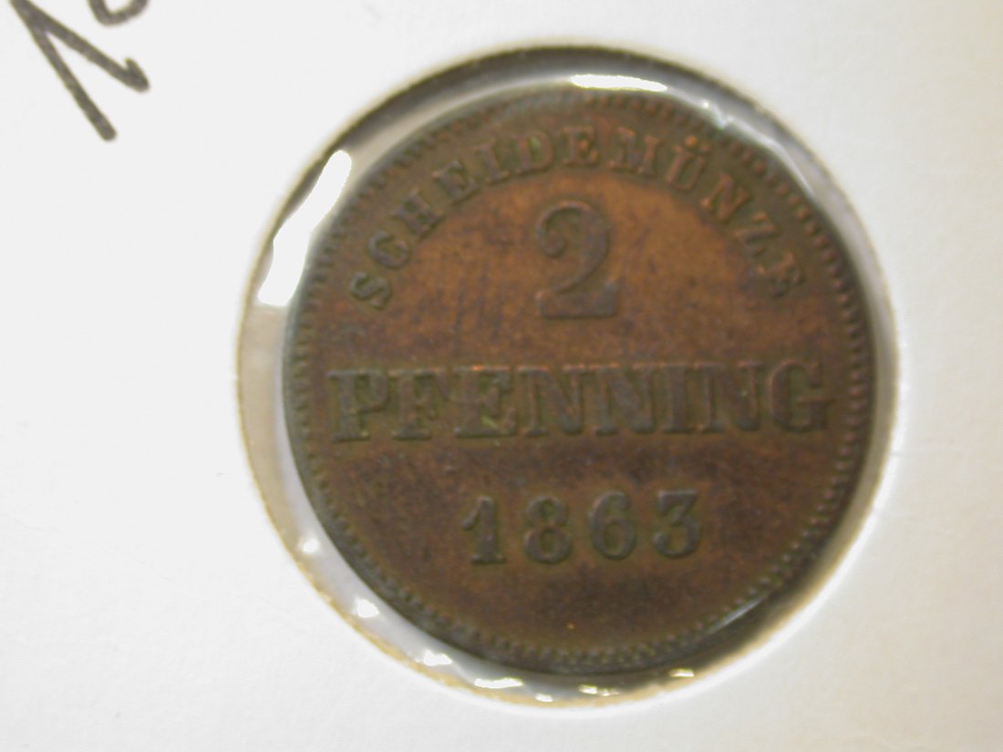 C10 Bayern 2 Pfennig 1863 in ss Orginalbilder