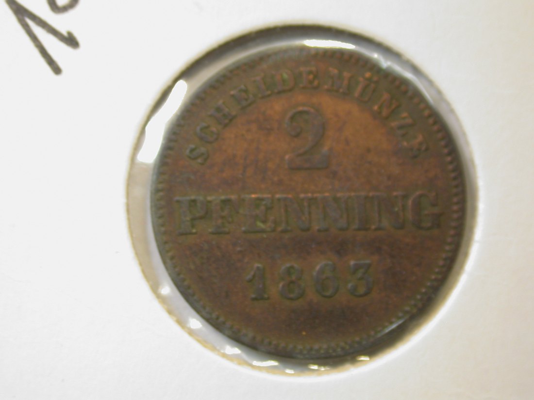  C10  Bayern  2 Pfennig 1863 in ss  Orginalbilder   