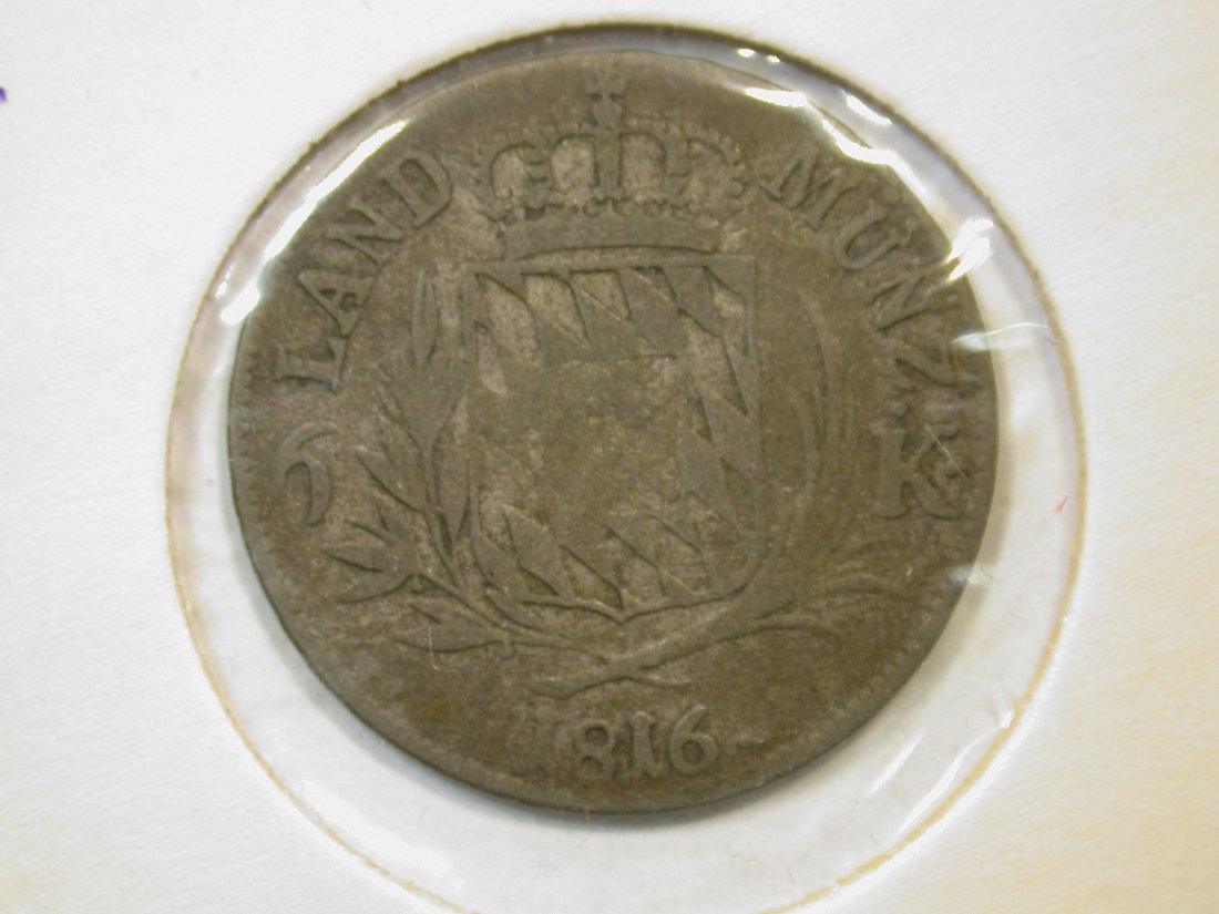 C10 Bayern 6 Kreuzer 1816 in s-ss Orginalbilder