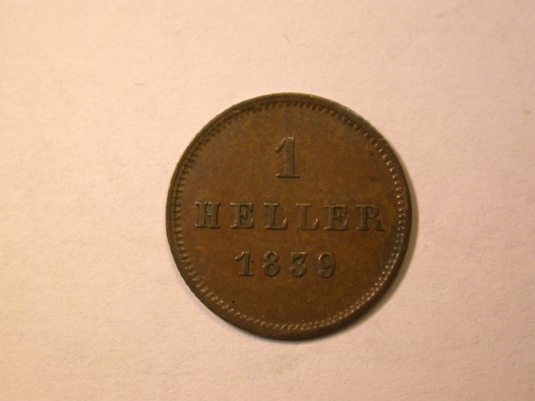  C10  Bayern  1 Heller 1839 in ss-vz  Orginalbilder   