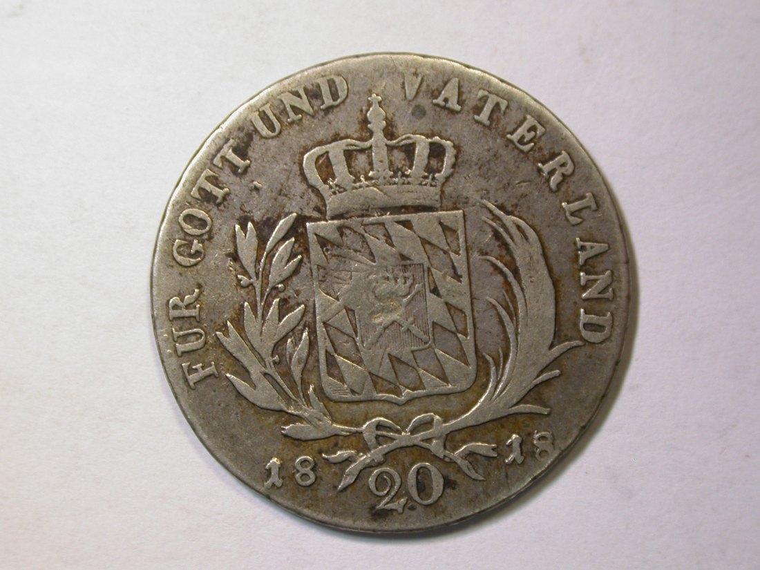 C10 Bayern 20 Kreuzer 1818 in f.ss Orginalbilder