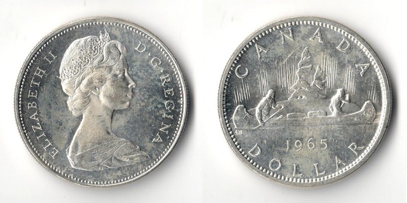  Kanada  1 Dollar  1965 Voyageur   FM-Frankfurt  Feinsilber: 18,66g   