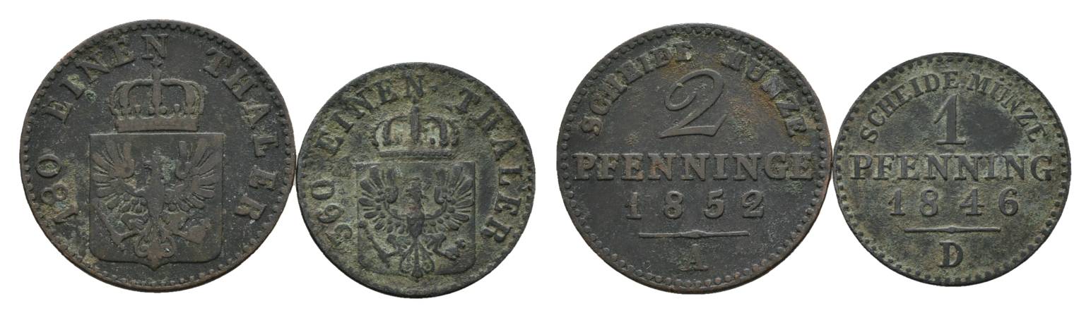  Altdeutschland  2 Kleinmünzen 1852 / 1846   