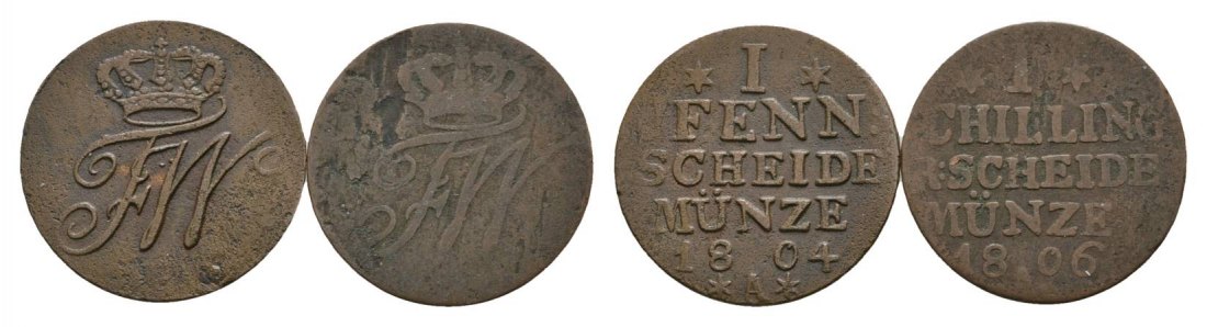  Altdeutschland  2 Kleinmünzen 1804/ 1806   