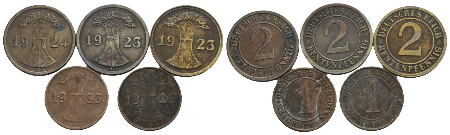  Deutsches Reich, 5 Kleinmünzen   