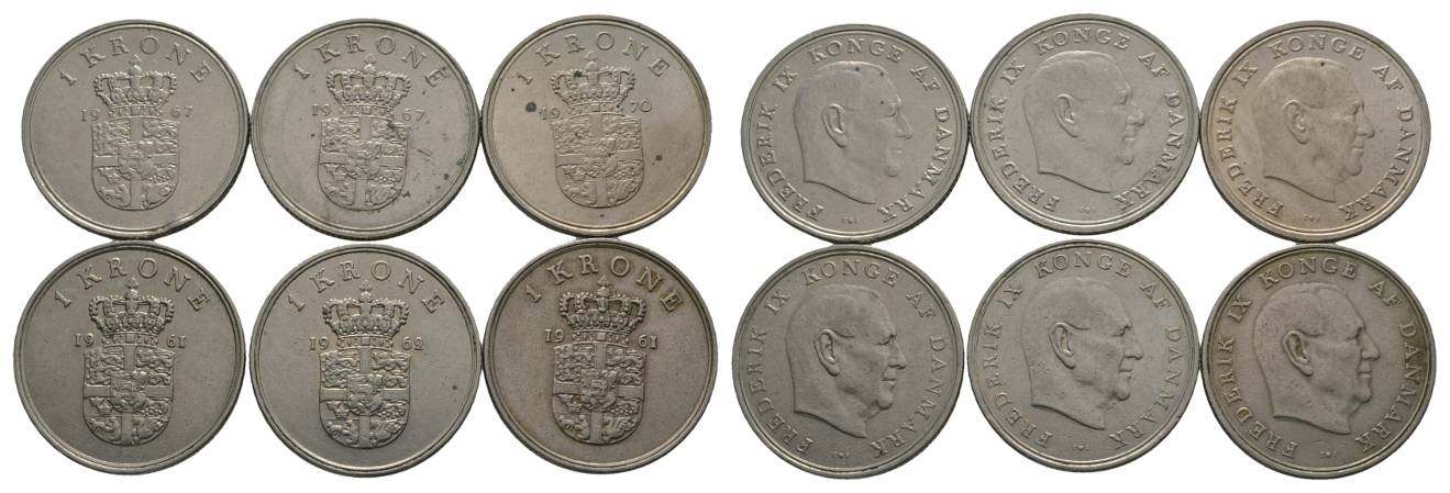  Dänemark, 6 x 1 Krone   