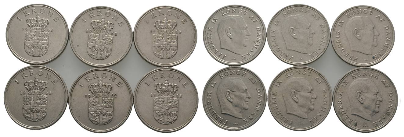 Dänemark, 6 x 1 Krone   