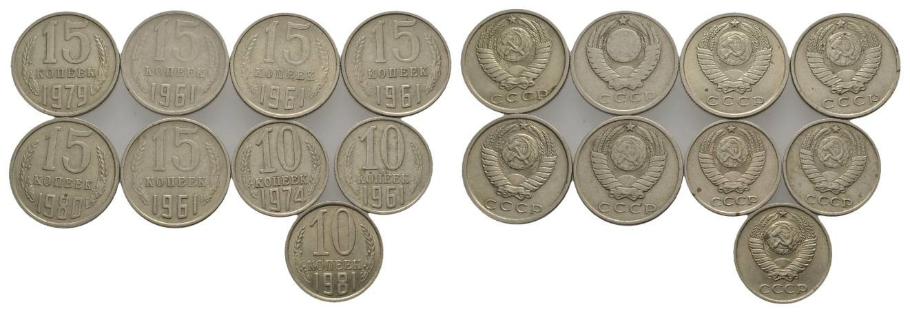  Russland, 9 Kleinmünzen   