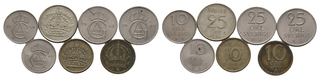  Schweden, 7 Kleinmünzen   