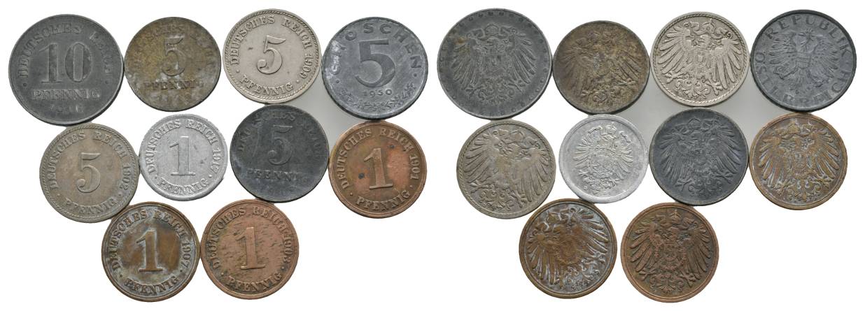  Deutsches Reich, 9 Kleinmünzen / Österreich, 1 Kleinmünze   