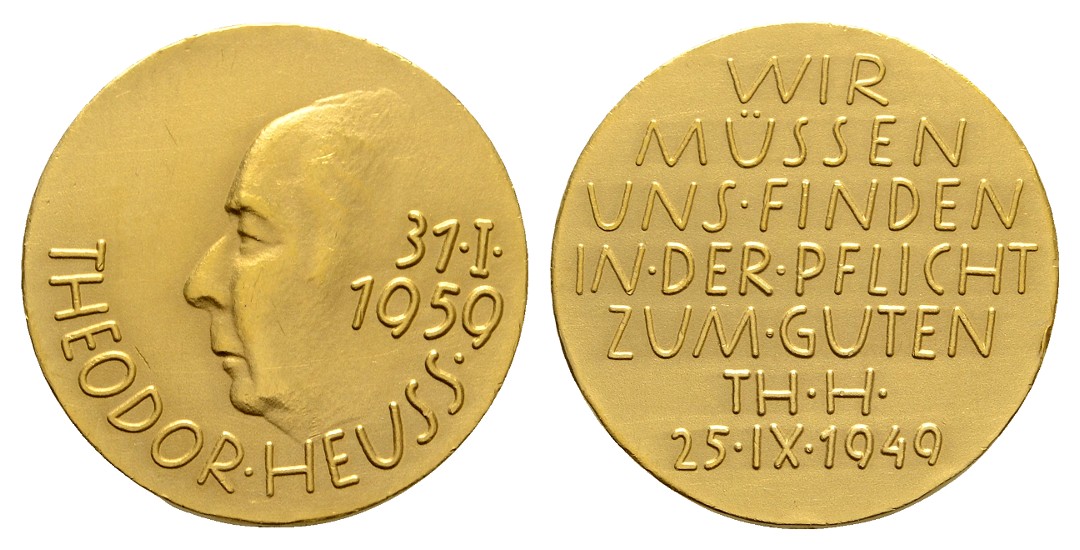  Linnartz Theodor Heuss Goldmedaille 1959 stgl Gewicht: 14,09g/986er   