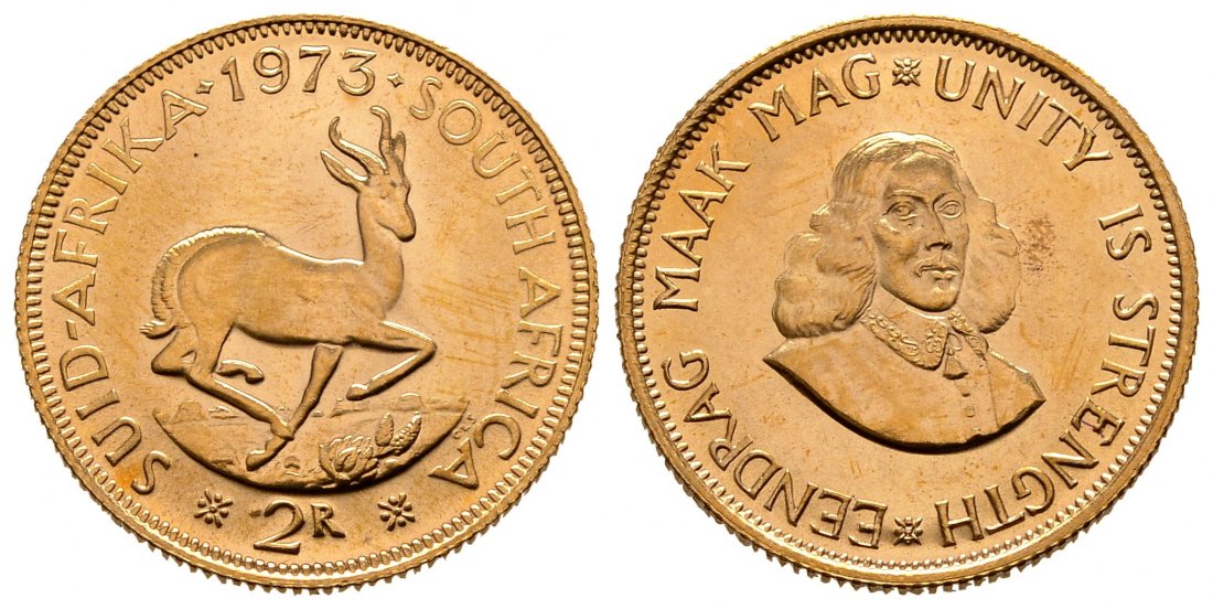 PEUS 1525 Südafrika 7,32 g Feingold 2 Rand GOLD 1973 Fast Stempelglanz