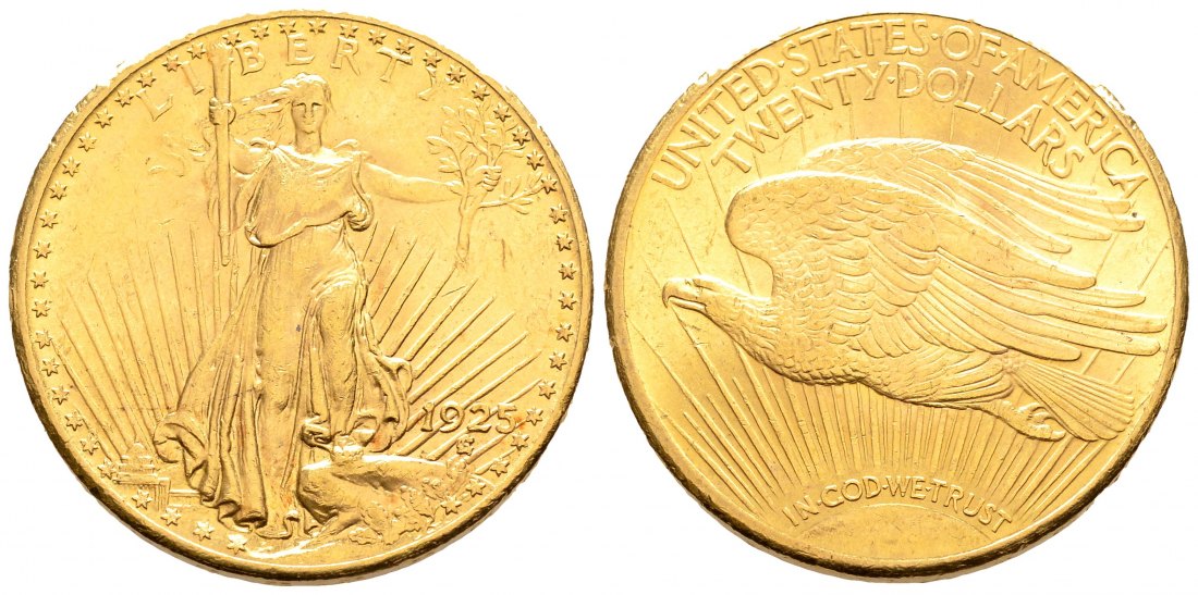 PEUS 1539 USA 30,1 g Feingold 20 Dollars GOLD 1925 Sehr schön