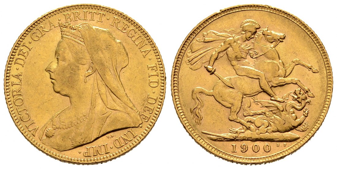 PEUS 1546 Grossbritannien 7,32 g Feingold. Victoria (1837 - 1901) mit Witwenschleier Sovereign GOLD 1900 Sehr schön