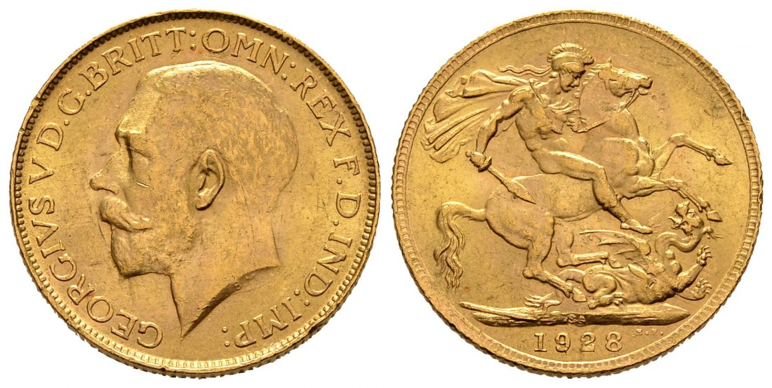 PEUS 1548 Großbritannien / Südafrika 7,32 g Feingold. Georg V. (1910 - 1936) Sovereign GOLD 1928 SA Pretoria Sehr schön / Vorzüglich