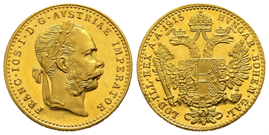 PEUS 1558 Österreich 3,44 g Feingold. Franz Joseph I. (1848 - 1916) 1 Dukat (off.NP) GOLD 1915 Fast Stempelglanz