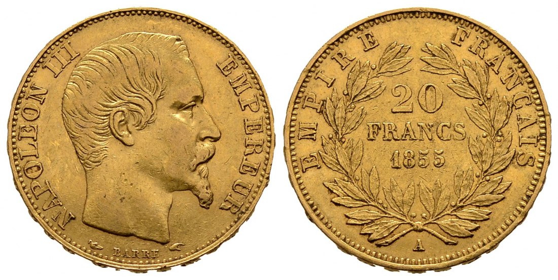 PEUS 1559 Frankreich 5,81 g Feingold. Napoleon III. (1852-1870) 20 Francs GOLD 1855 A Sehr schön