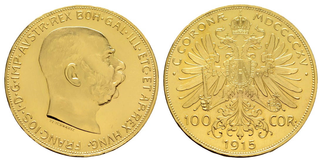  Linnartz Österreich Franz Josef I. 100 Corona 1915 NP stgl Gewicht: 33,88g/900er   