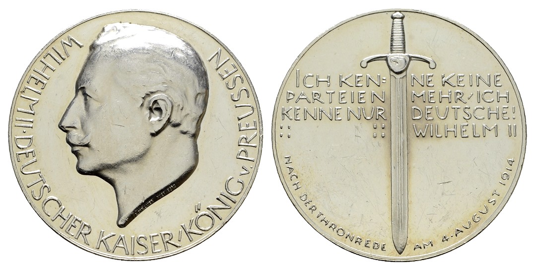  Linnartz Preussen Wilhelm II. Silbermedaille Gewicht: 17,3g/990er   