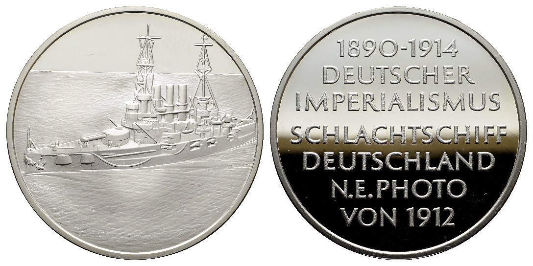  Linnartz Schifffahrt Silbermedaille o.J. Schlachtschiff PP Gewicht: 40g/925er   