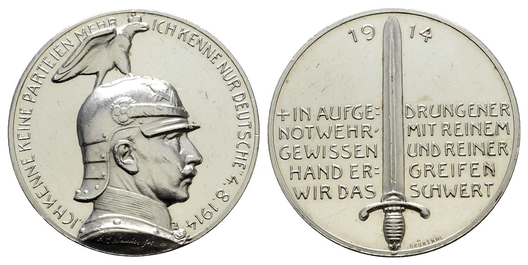  Linnartz Preussen Wilhelm II. Silbermedaille Gewicht: 18,3g/990er   