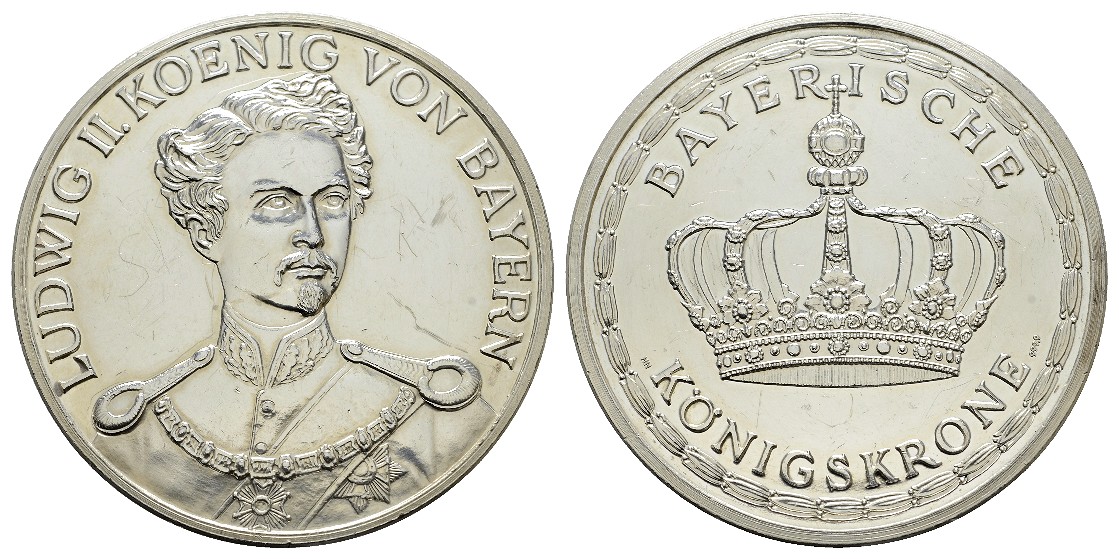  Linnartz Bayern Ludwig II. moderne Silbermedaille o.J. Kratzer Gewicht: 50g/999er   
