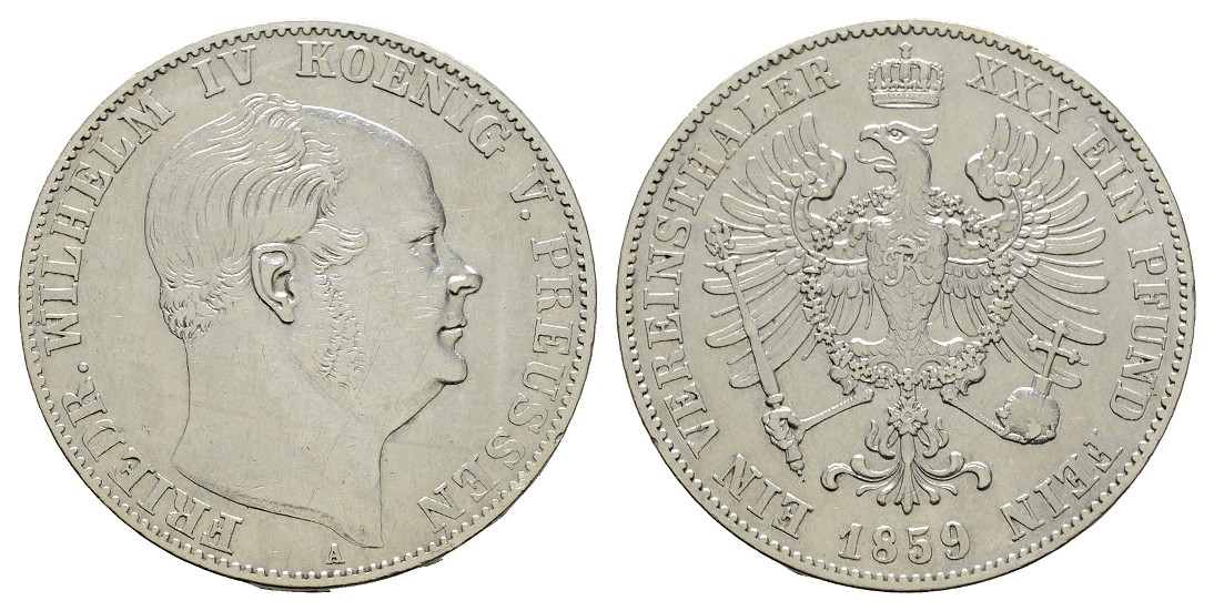  Linnartz Preussen Friedrich Wilhelm IV. Taler 1859 A ss-vz   