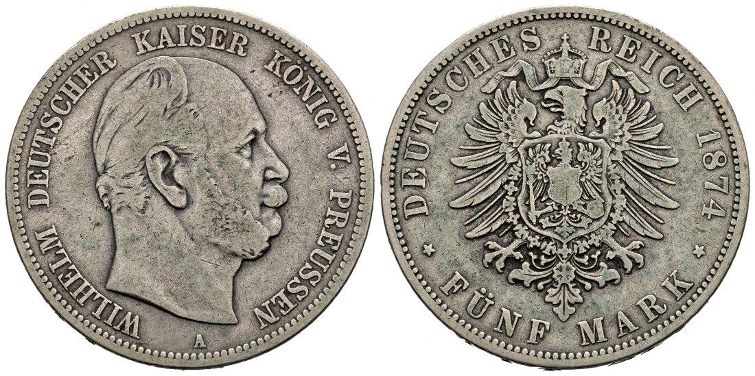 PEUS 1572 Preußen - Kaiserreich Wilhelm I. (1861 - 1888) 5 Mark 1874 A Berlin Fast Sehr schön