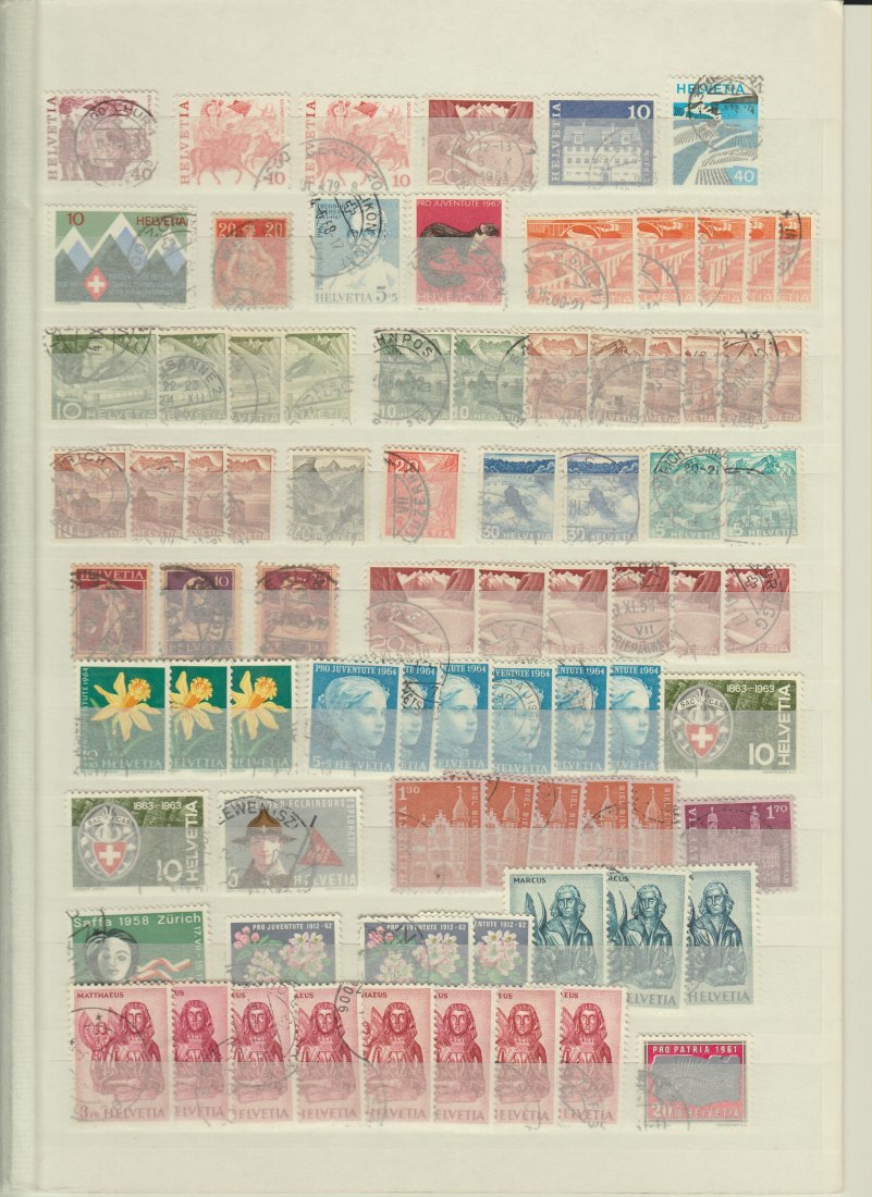  Schweiz Briefmarkenlot 2 Albumseiten sauber rundgestempelt 156 Marken   