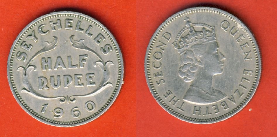  Seychellen 1/2 Rupee 1960 Auflage nur 60 000 Stück   