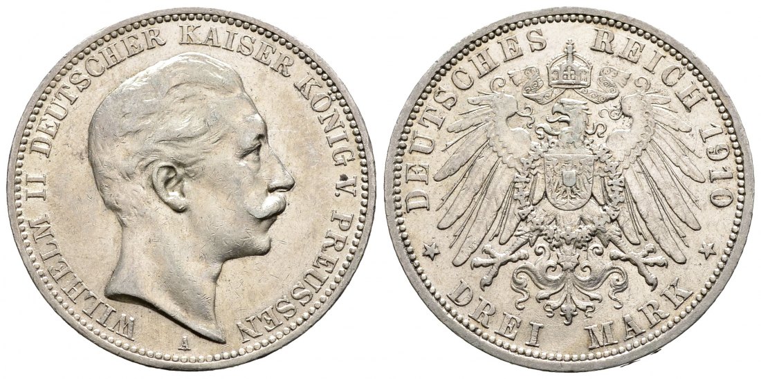 PEUS 1515 Kaiserreich - Preußen Kaiser Wilhelm II.(1888 - 1918) 3 Mark 1910 A Sehr schön