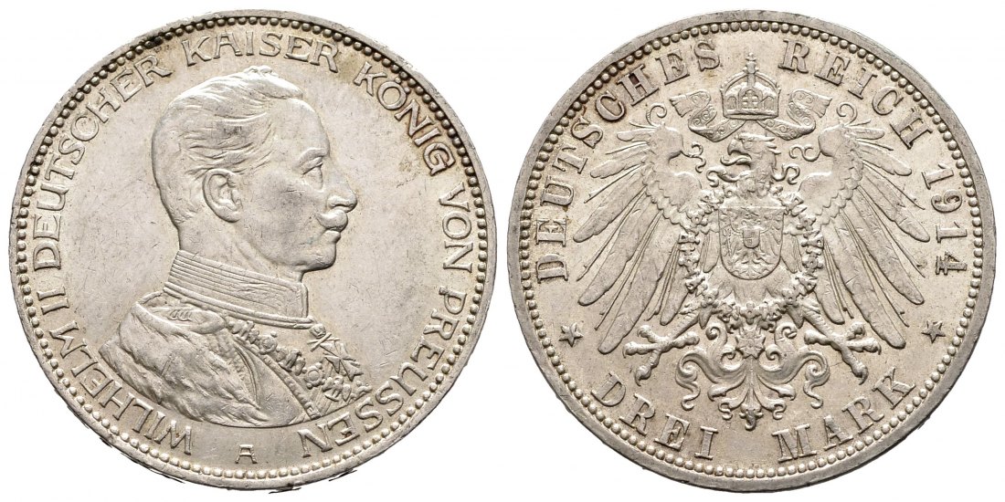 PEUS 1519 Kaiserreich - Preußen  3 Mark 1914 A Sehr schön / Vorzüglich