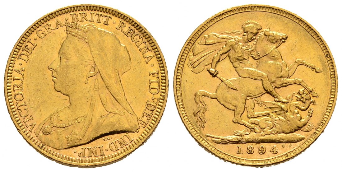 PEUS 1600 Großbritannien/Australien 7,32 g Feingold. Victoria (1837 - 1901) Sovereign GOLD 1894 M Sehr schön