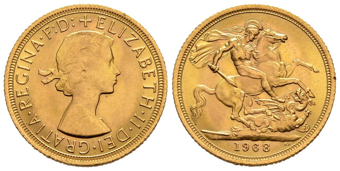 PEUS 8988 Grossbritannien 7,32 g Feingold. Elizabeth II. (1952 - heute) Sovereign GOLD 1968 Kl. Kratzer, Vorzüglich / Stempelglanz