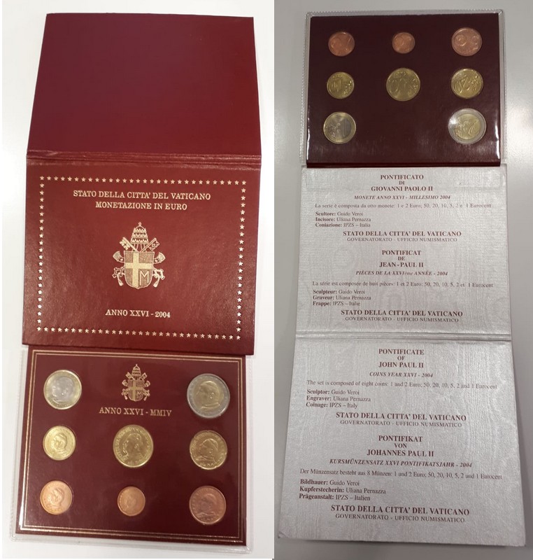  Vatican Euro-Kursmünzensatz 2004 Pontifikat von Johannes Paul II  FM-Frankfurt   