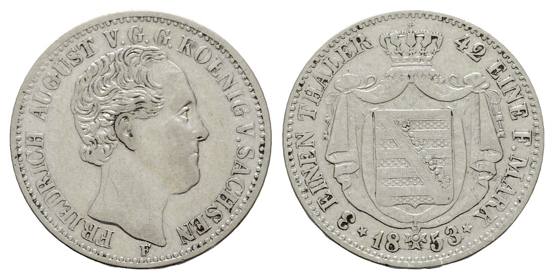  Linnartz Sachsen Friedrich August II. 1/3 Taler 1853 ss   