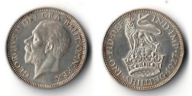  Grossbritannien  1 Shilling  1927   Georg V   FM-Frankfurt  Feinsilber: 2,83g   