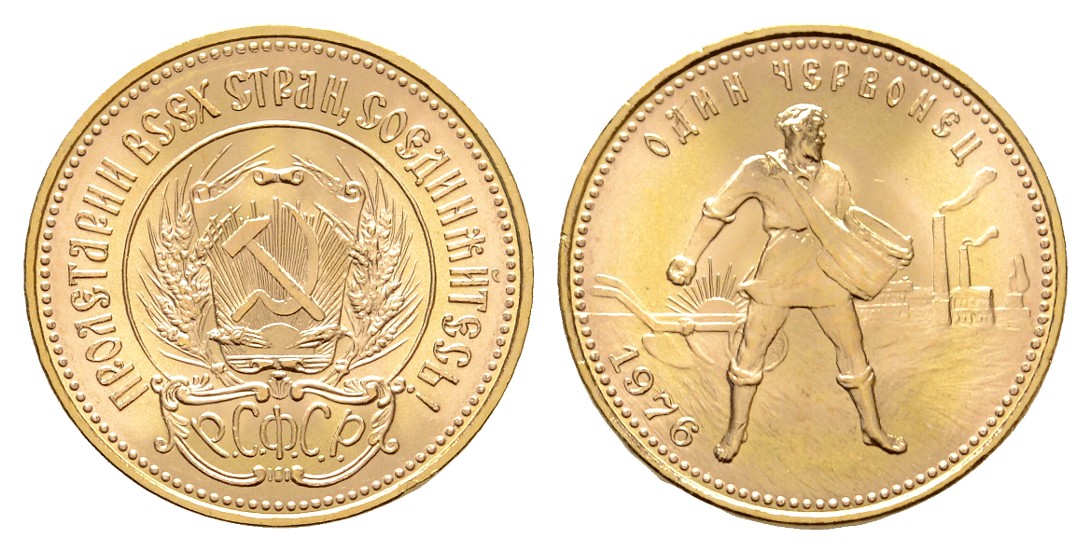  Linnartz Russland 10 Rubel 1976 Tscherwonez Gewicht: 8,6g/900er   