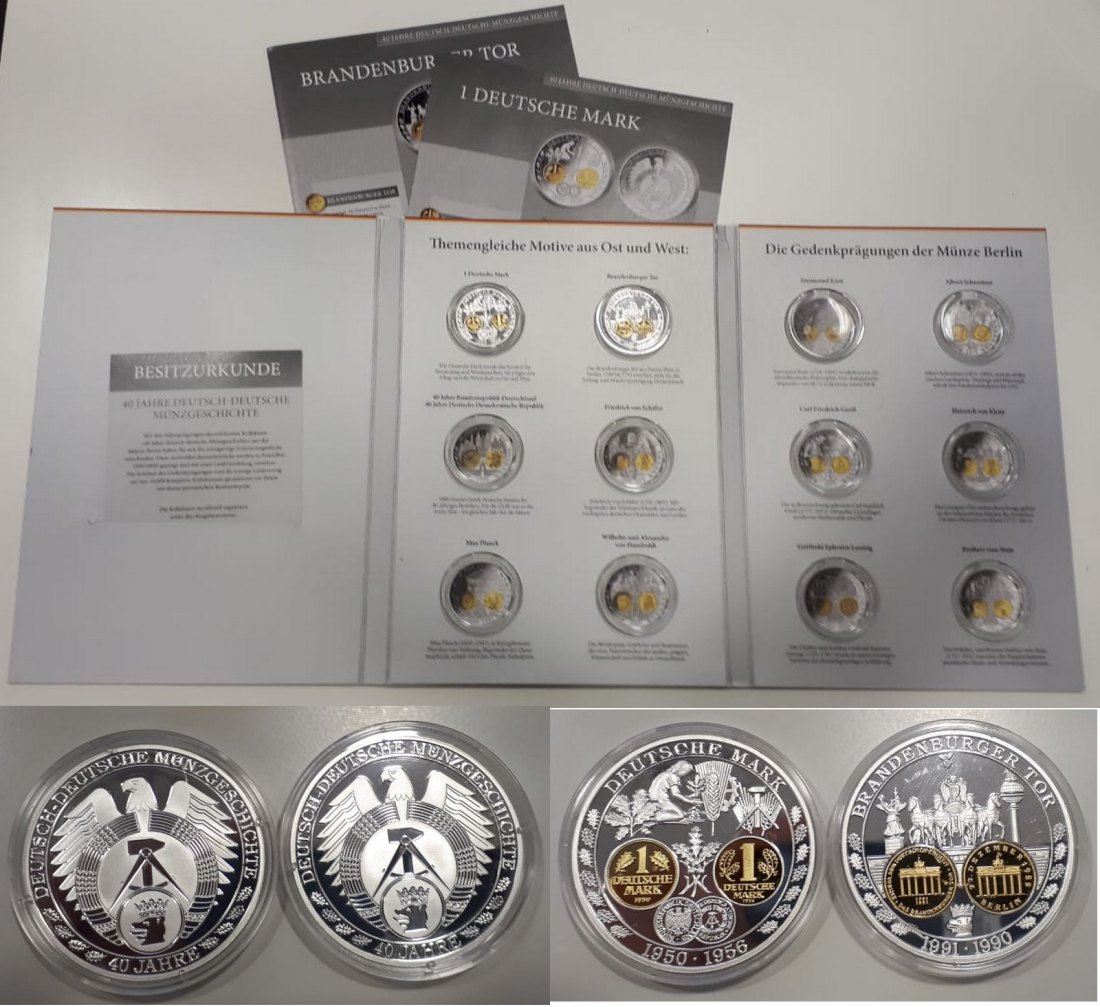  BRD 2xMedaille-Gedenkprägung  40 years of German coin history  FM-Frankfurt   Feinsilber: 39,96g   